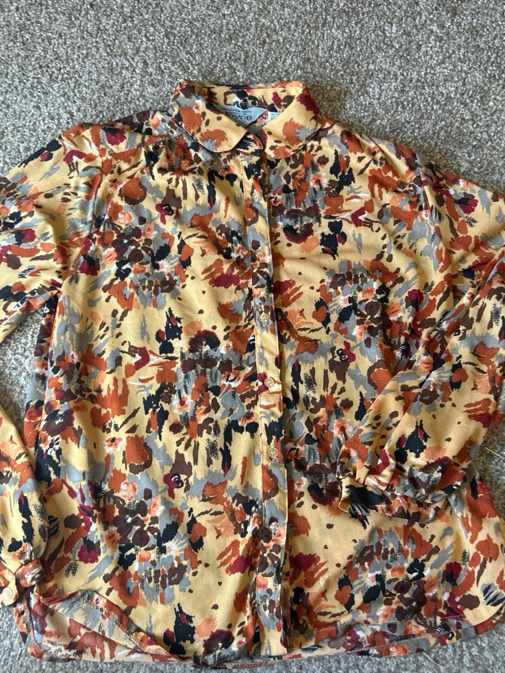 Vintage 70’s Mustard Floral Button-Up Shirt
